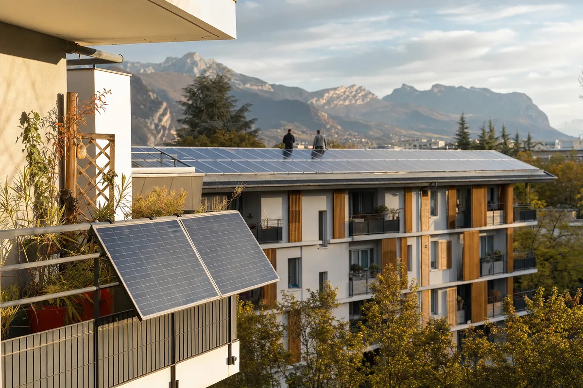 Solaire en copropriété à Grenoble : appartement, balcon, projet collectif : illustration en situation