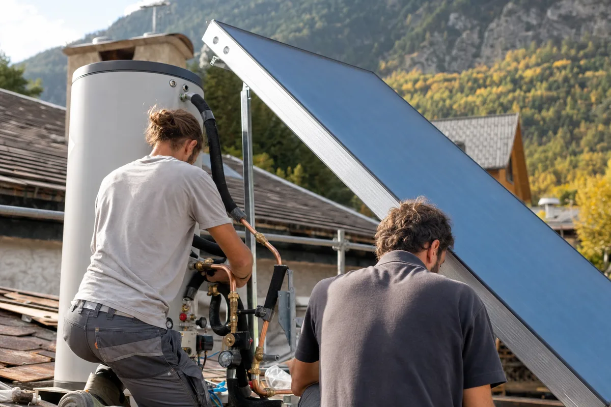 Chauffe-eau solaire à Grenoble : vue d'installation en situation