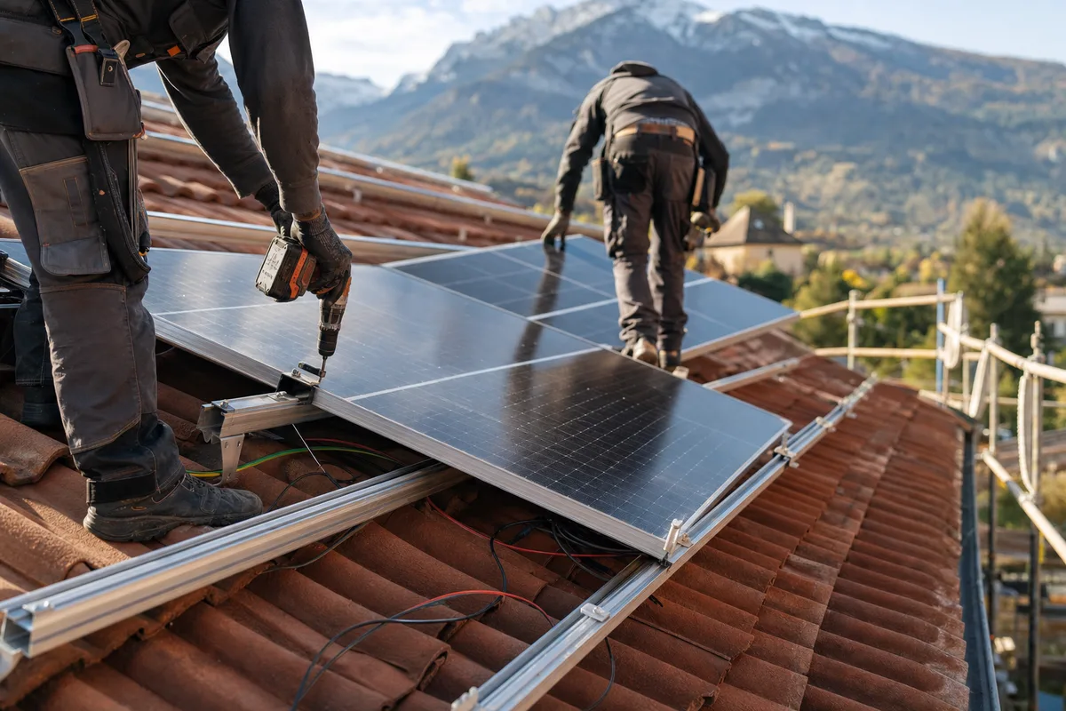 Installation de panneaux photovoltaïques à Grenoble : vue d'installation en situation